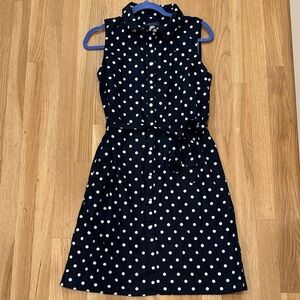 Navy Polka Dot Sleeveless Dress sz 10